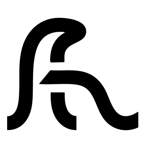 Icône noire en forme de symbole fluide sur fond transparent, représentant un motif abstrait.